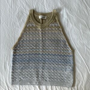 Sandro Beige and Blue Knit Tank Top